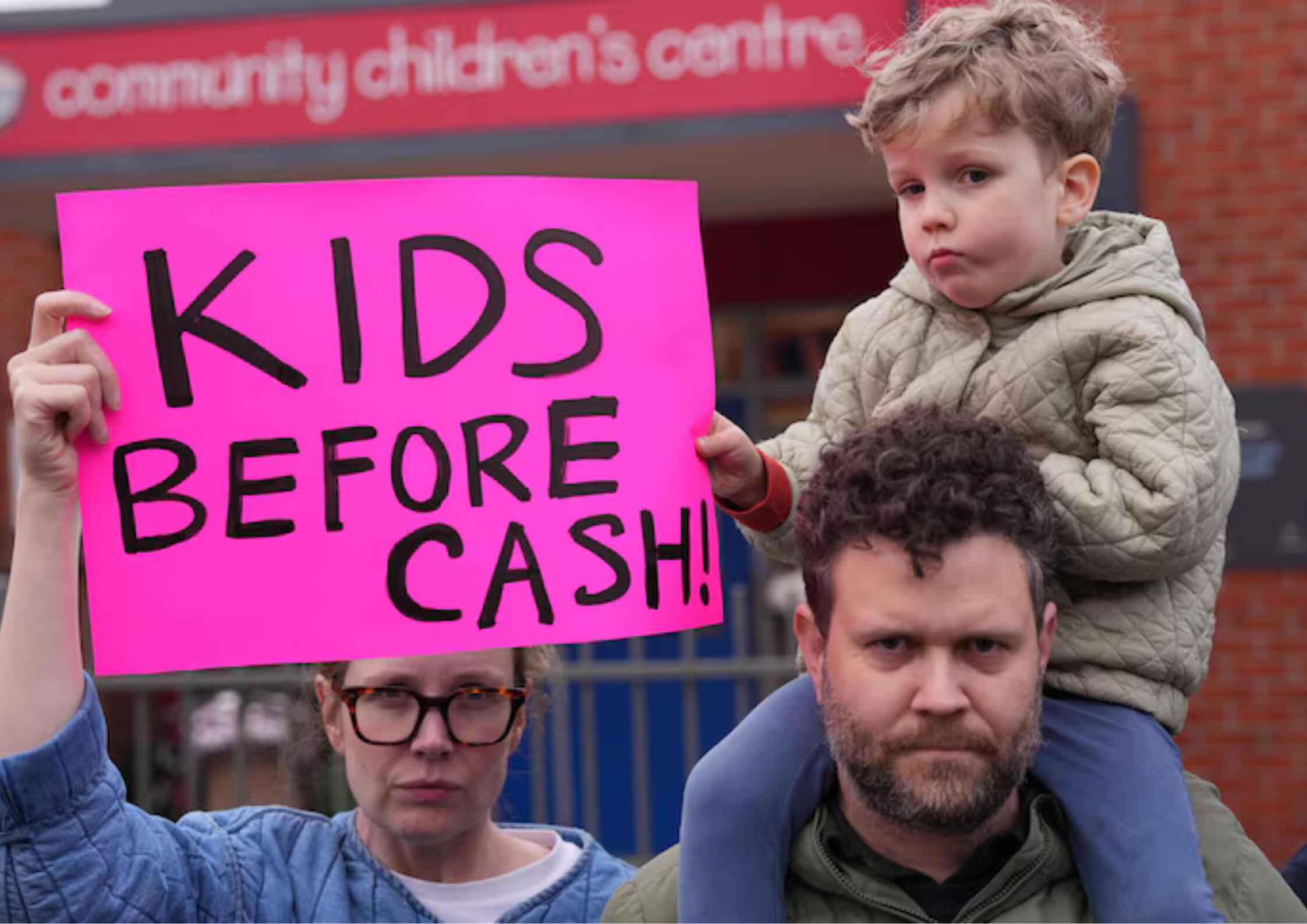 Protest outside Western Bulldogs childcare centre in Maribyrnong