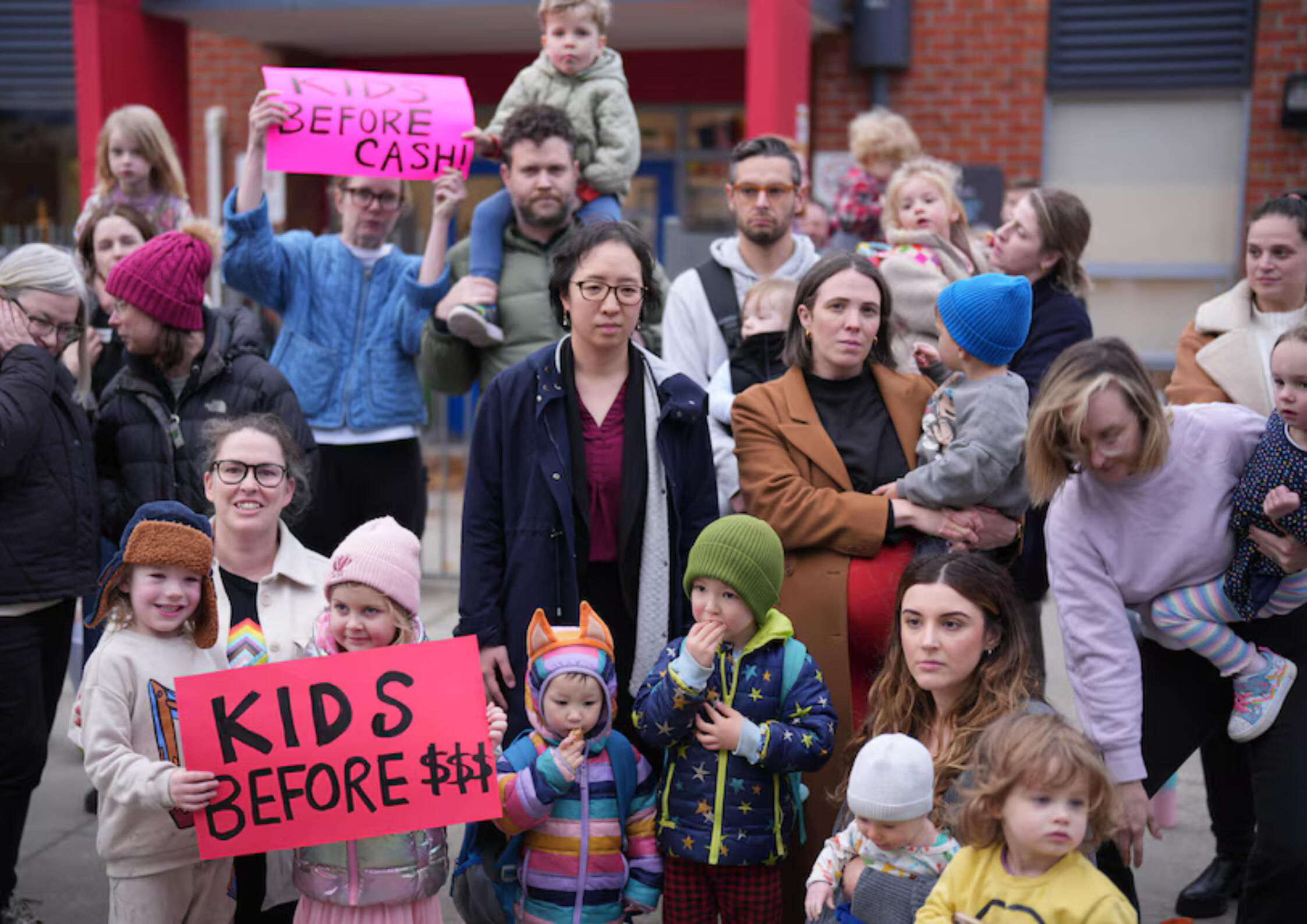 Protest outside Western Bulldogs childcare centre in Maribyrnong
